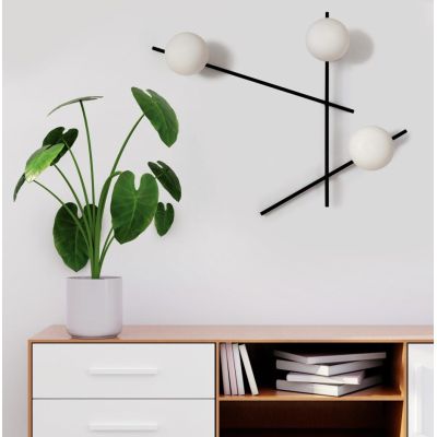 MIKADO APPLIQUE PLAFONIERA 3 LUCI ORIENTABILE NERA O CIPRIA DIFFUSORI IN VETRO LAMPADINE G9