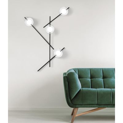 MIKADO APPLIQUE PLAFONIERA 4 LUCI ORIENTABILE NERA O CIPRIA DIFFUSORI IN VETRO LAMPADINE G9