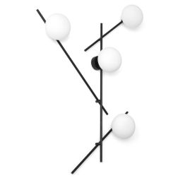 MIKADO APPLIQUE PLAFONIERA 4 LUCI ORIENTABILE NERA O CIPRIA DIFFUSORI IN VETRO LAMPADINE G9 2