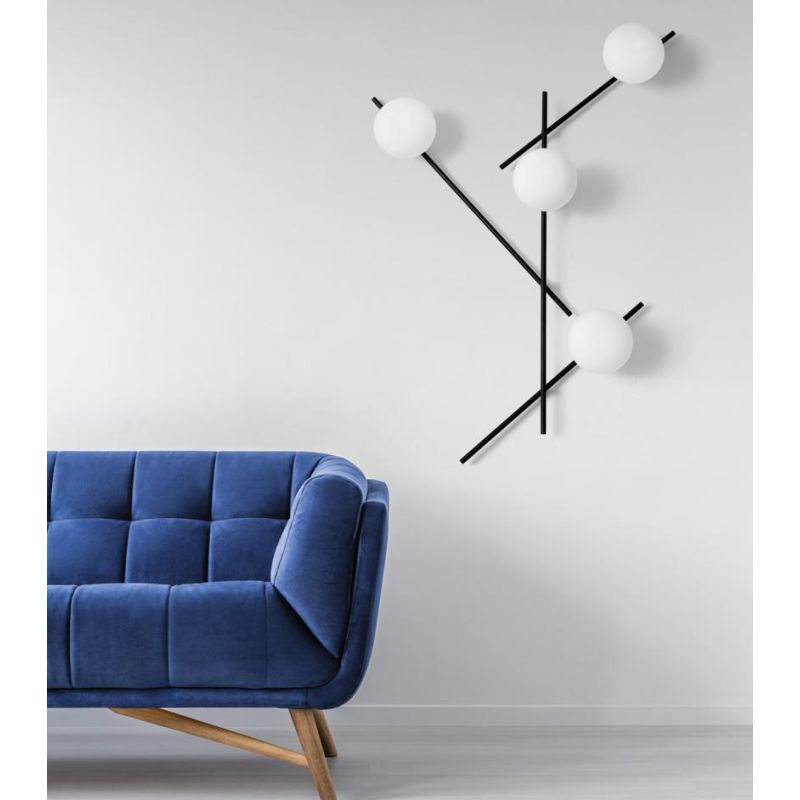 MIKADO APPLIQUE PLAFONIERA 4 LUCI ORIENTABILE NERA O CIPRIA DIFFUSORI IN VETRO LAMPADINE G9