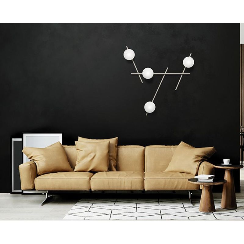 MIKADO APPLIQUE PLAFONIERA 4 LUCI ORIENTABILE NERA O CIPRIA DIFFUSORI IN VETRO LAMPADINE G9