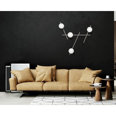 MIKADO APPLIQUE PLAFONIERA 4 LUCI ORIENTABILE NERA O CIPRIA DIFFUSORI IN VETRO LAMPADINE G9