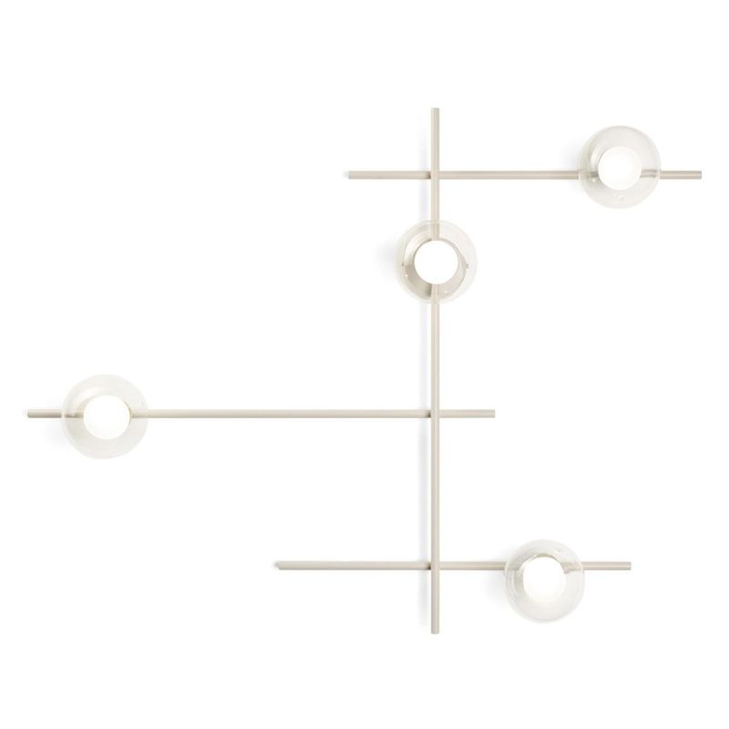 MIKADO APPLIQUE PLAFONIERA 4 LUCI ORIENTABILE NERA O CIPRIA DIFFUSORI IN VETRO LAMPADINE G9