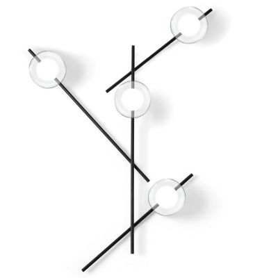 MIKADO APPLIQUE PLAFONIERA 4 LUCI ORIENTABILE NERA O CIPRIA DIFFUSORI IN VETRO LAMPADINE G9