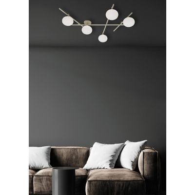 MIKADO APPLIQUE PLAFONIERA 5 LUCI ORIENTABILE NERA O CIPRIA DIFFUSORI IN VETRO LAMPADINE G9