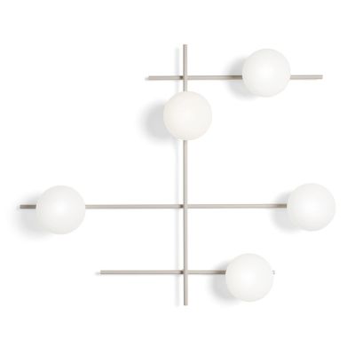 MIKADO APPLIQUE PLAFONIERA 5 LUCI ORIENTABILE NERA O CIPRIA DIFFUSORI IN VETRO LAMPADINE G9