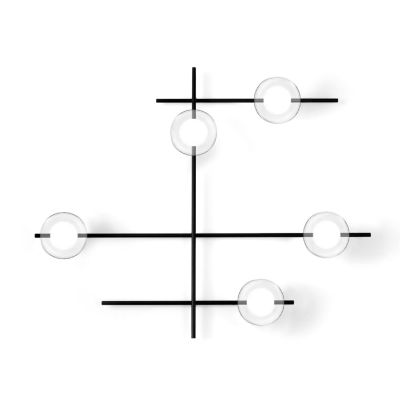 MIKADO APPLIQUE PLAFONIERA 5 LUCI ORIENTABILE NERA O CIPRIA DIFFUSORI IN VETRO LAMPADINE G9