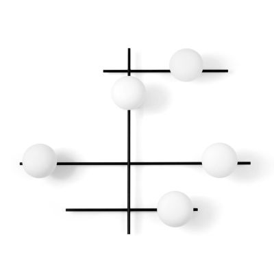 MIKADO APPLIQUE PLAFONIERA 5 LUCI ORIENTABILE NERA O CIPRIA DIFFUSORI IN VETRO LAMPADINE G9