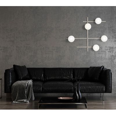 MIKADO APPLIQUE PLAFONIERA 5 LUCI ORIENTABILE NERA O CIPRIA DIFFUSORI IN VETRO LAMPADINE G9