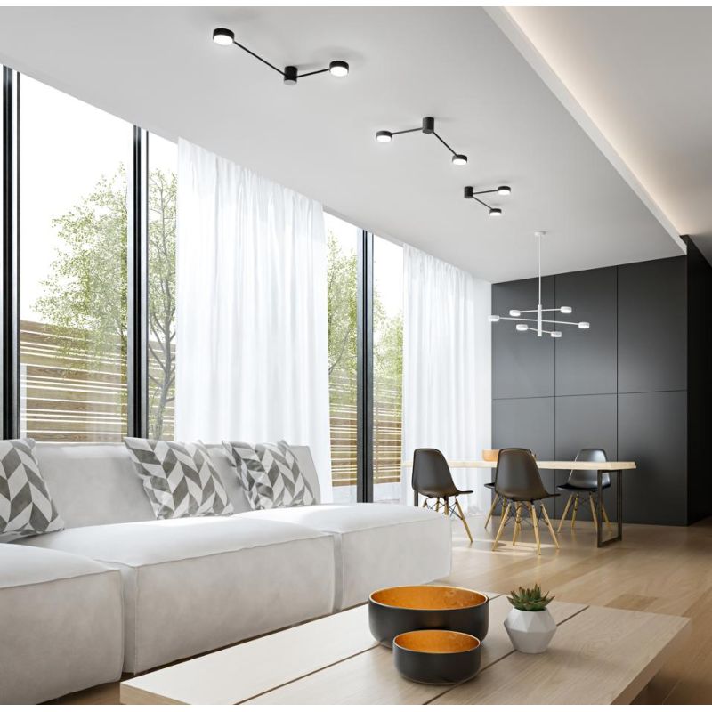 ECLIPSIA SOSPENSIONE 6 LUCI MODERNA ALLUMINIO BIANCO O NERO LAMPADINE ATTACCO GX53