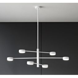 ECLIPSIA SOSPENSIONE 6 LUCI MODERNA ALLUMINIO BIANCO O NERO LAMPADINE ATTACCO GX53