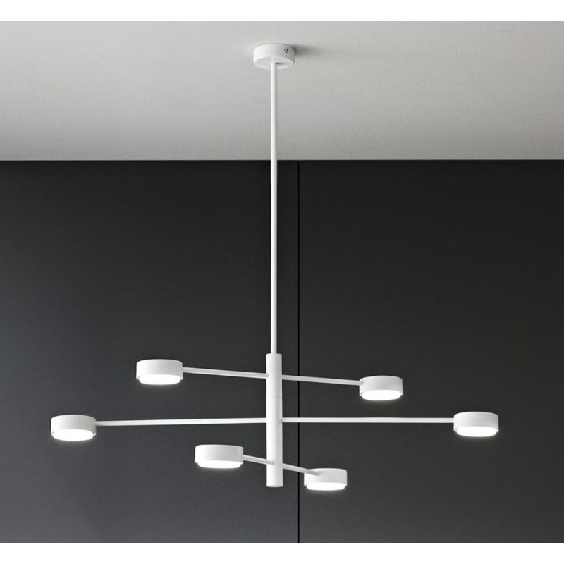 ECLIPSIA SOSPENSIONE 6 LUCI MODERNA ALLUMINIO BIANCO O NERO LAMPADINE ATTACCO GX53