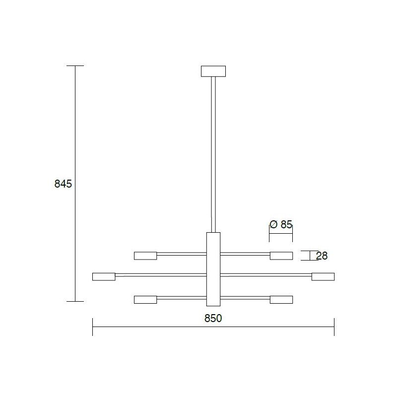 ECLIPSIA SOSPENSIONE 6 LUCI MODERNA ALLUMINIO BIANCO O NERO LAMPADINE ATTACCO GX53