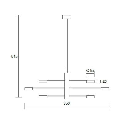 ECLIPSIA SOSPENSIONE 6 LUCI MODERNA ALLUMINIO BIANCO O NERO LAMPADINE ATTACCO GX53