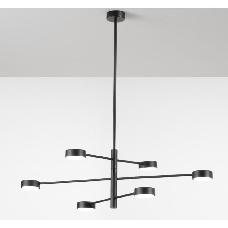 ECLIPSIA SOSPENSIONE 6 LUCI MODERNA ALLUMINIO BIANCO O NERO LAMPADINE ATTACCO GX53