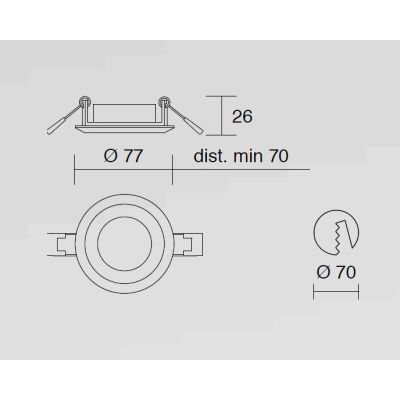 717 FARETTO DA INCASSO ROTONDO D7.7 CM IN ALLUMINIO BIANCO O NERO CON LAMPADINA GU10