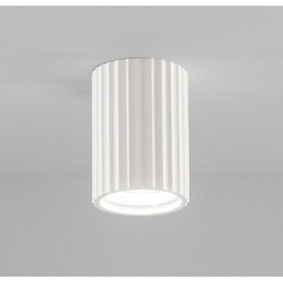 852 PLAFONIERA A CILINDRO IN GESSO RIGATO BIANCO VERNICIABILE MODERNA LAMPADINA GU10