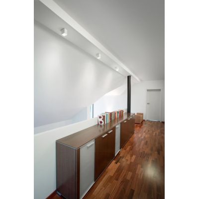 853 PLAFONIERA PRISMATICA IN GESSO RIGATO BIANCO VERNICIABILE MODERNA LAMPADINA GU10