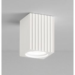 853 PLAFONIERA PRISMATICA IN GESSO RIGATO BIANCO VERNICIABILE MODERNA LAMPADINA GU10