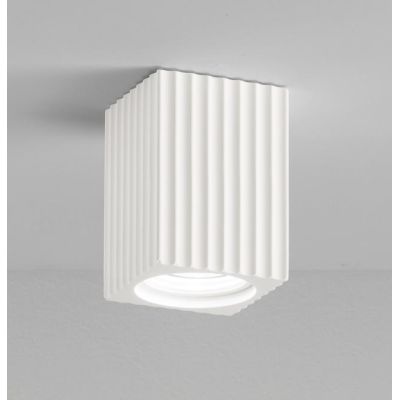 853 PLAFONIERA PRISMATICA IN GESSO RIGATO BIANCO VERNICIABILE MODERNA LAMPADINA GU10