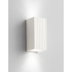 855 APPLIQUE PARALLELEPIPEDO BIEMISSIONE IN GESSO RIGATO BIANCO VERNICIABILE MODERNA LAMPADINE 2xGU10