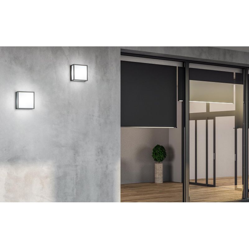 APPLIQUE DA ESTERNO QUADRATA IP54 LUCE DIFFUSA ALLUMINIO 3 COLORI MODERNA LAMPADINE 2XE27