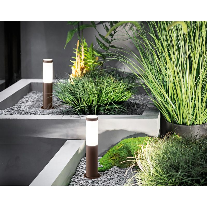 PALUX TONDO PALO DA GIARDINO IN 2 MISURE IP54 IN ALLUMINIO ANTRACITE O CORTEN CON DIFFUSORE BIANCO LAMPADINA E27