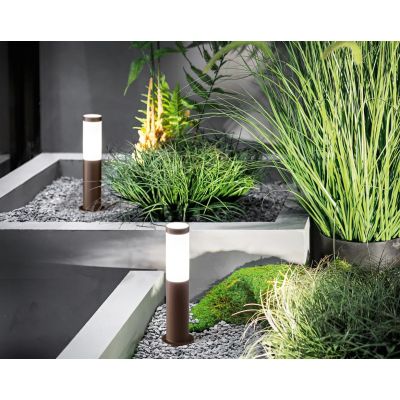 PALUX TONDO PALO DA GIARDINO IN 2 MISURE IP54 IN ALLUMINIO ANTRACITE O CORTEN CON DIFFUSORE BIANCO LAMPADINA E27