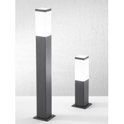 PALUX QUADRA PALO DA GIARDINO IN 2 MISURE IP54 IN ALLUMINIO ANTRACITE O CORTEN CON DIFFUSORE BIANCO LAMPADINA E27