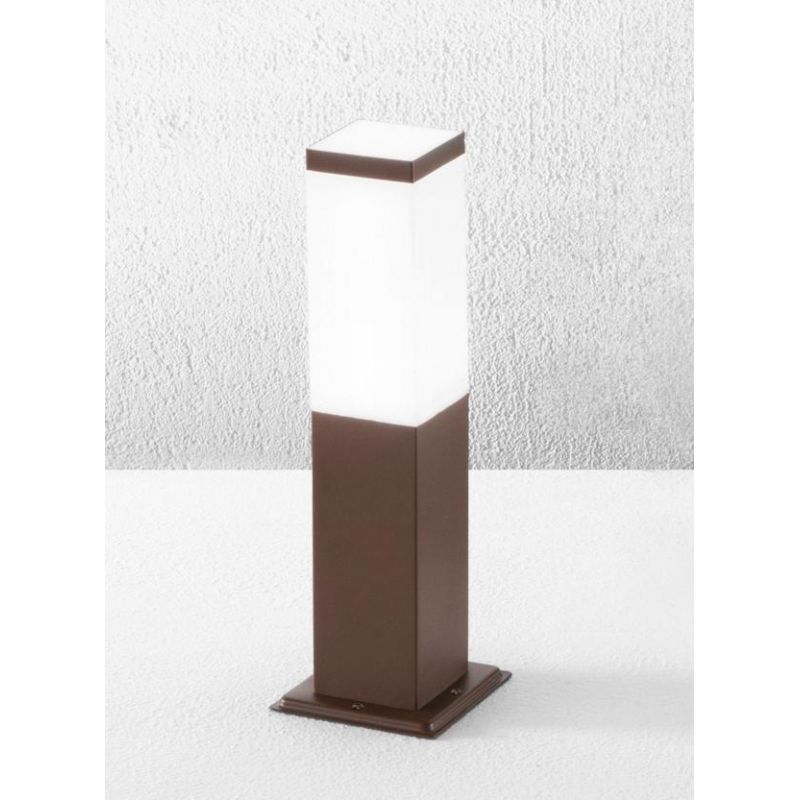 PALUX QUADRA PALO DA GIARDINO IN 2 MISURE IP54 IN ALLUMINIO ANTRACITE O CORTEN CON DIFFUSORE BIANCO LAMPADINA E27