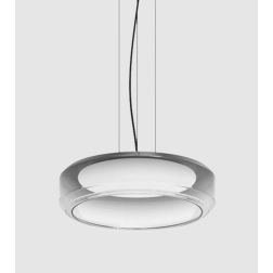 TOPICO SOSPENSIONE IN VETRO FUME LED 28W LUCE 3000K DIAMETRO CM 45 MODERNA 2