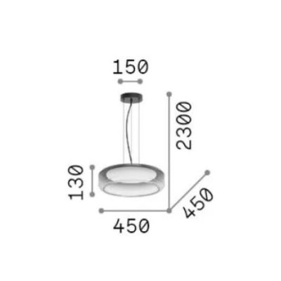 TOPICO SOSPENSIONE IN VETRO FUME LED 28W LUCE 3000K DIAMETRO CM 45 MODERNA