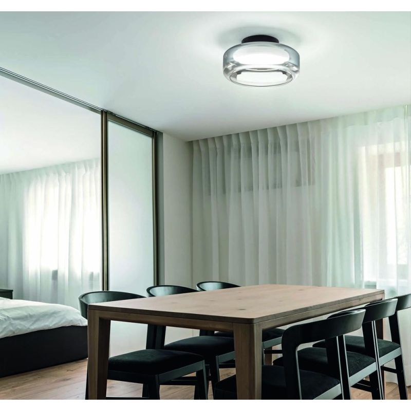 TOPICO PLAFONIERA IN VETRO FUME 2 MISURE LED INTEGRATO LUCE 3000K MODERNA