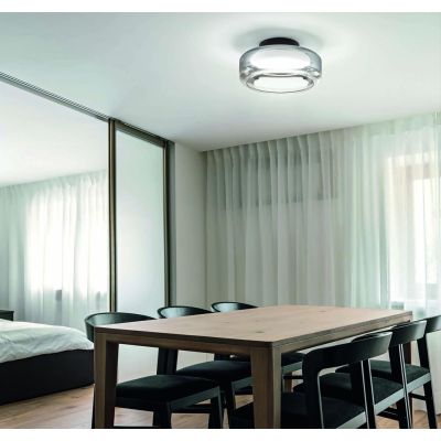 TOPICO PLAFONIERA IN VETRO FUME 2 MISURE LED INTEGRATO LUCE 3000K MODERNA