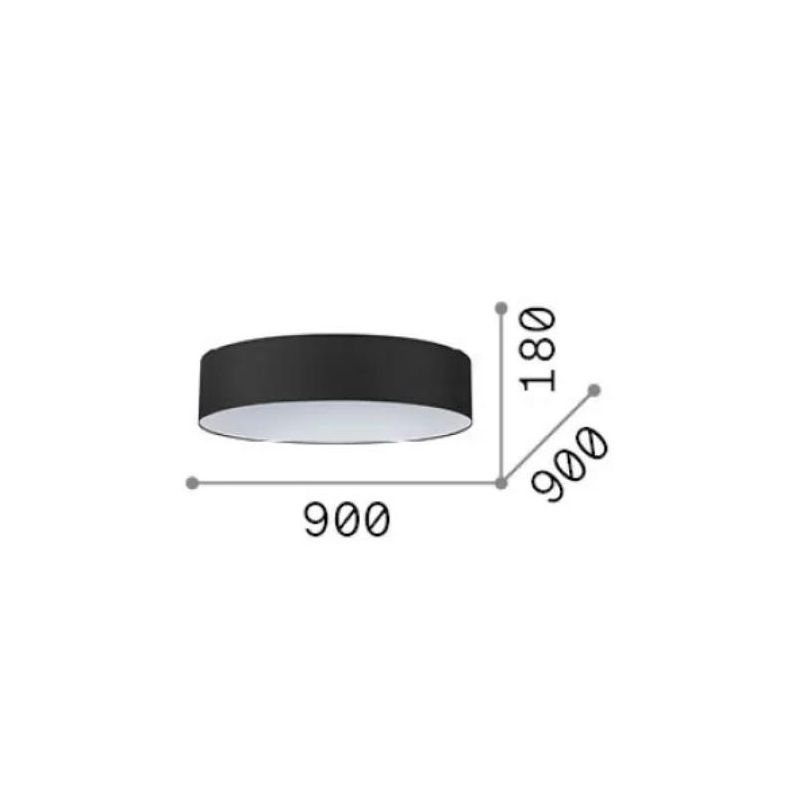 SET UP SLIM PLAFONIERA D90 CM IN PVC RIVESTITA IN TESSUTO 4 COLORI MODERNA LAMPADINE ATTACCO E27