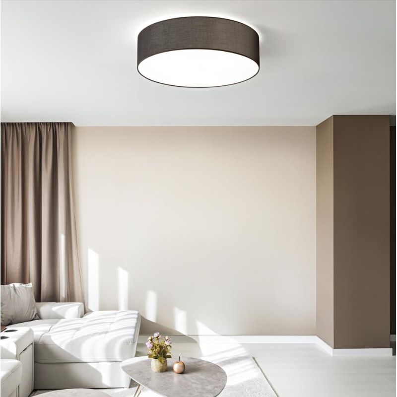 SET UP SLIM PLAFONIERA D90 CM IN PVC RIVESTITA IN TESSUTO 4 COLORI MODERNA LAMPADINE ATTACCO E27