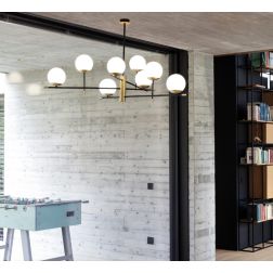 GOURMET LAMPADARIO A 6 O 9 LUCI IN METALLO NERO/ORO 2 MISURE MODERNO LAMPADINE ATTACCO E14 2