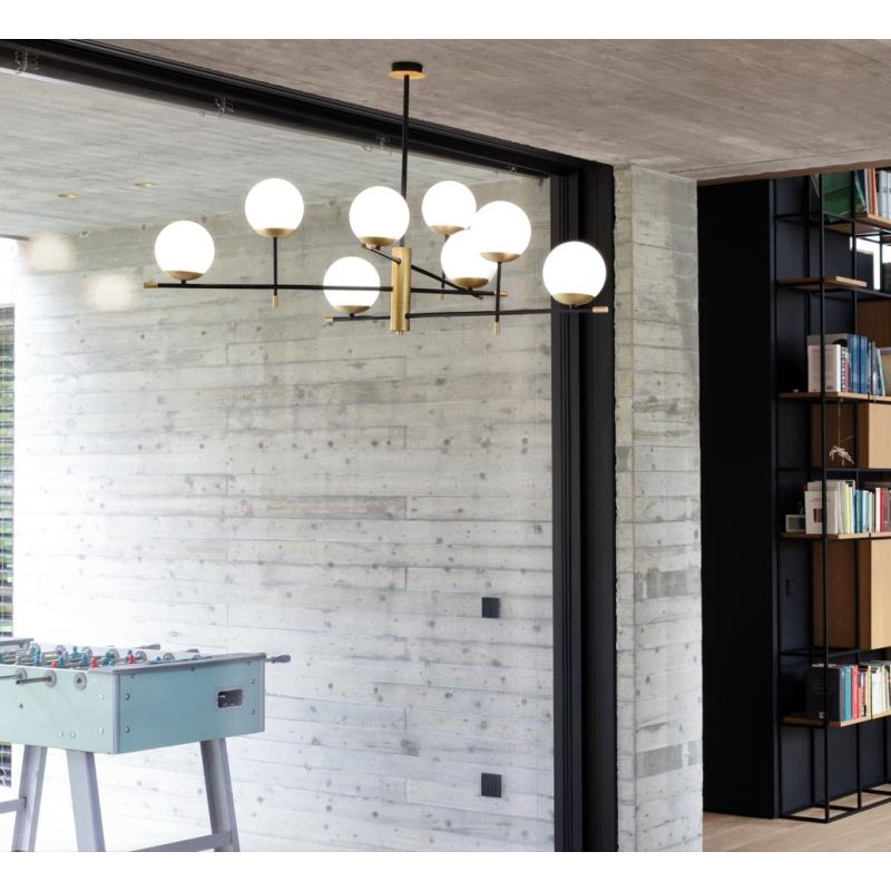 GOURMET LAMPADARIO A 6 O 9 LUCI IN METALLO NERO/ORO 2 MISURE MODERNO LAMPADINE ATTACCO E14