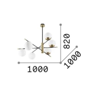 GOURMET LAMPADARIO A 6 O 9 LUCI IN METALLO NERO/ORO 2 MISURE MODERNO LAMPADINE ATTACCO E14