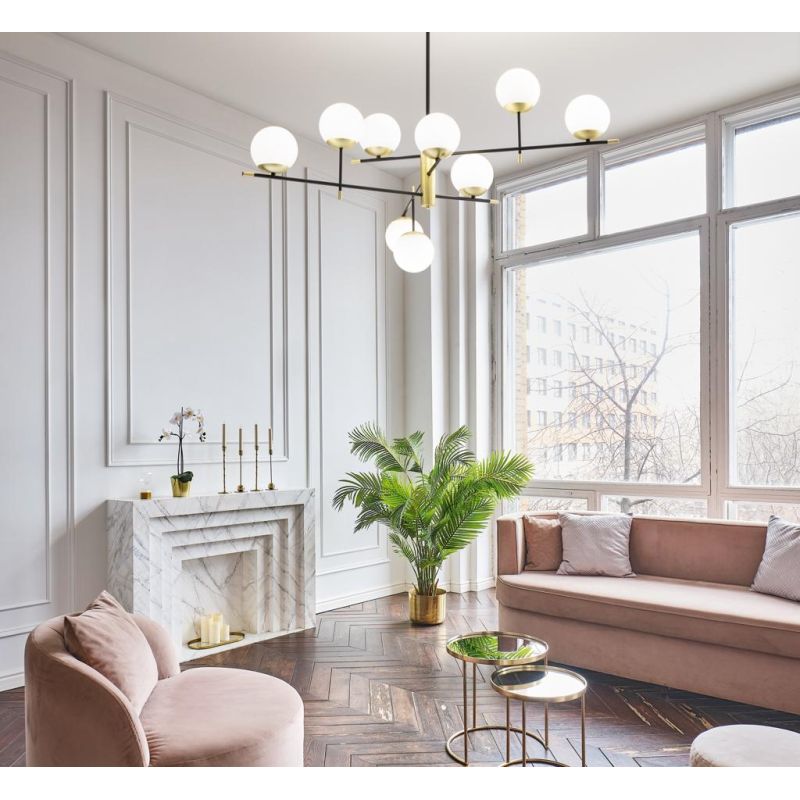 GOURMET LAMPADARIO A 6 O 9 LUCI IN METALLO NERO/ORO 2 MISURE MODERNO LAMPADINE ATTACCO E14