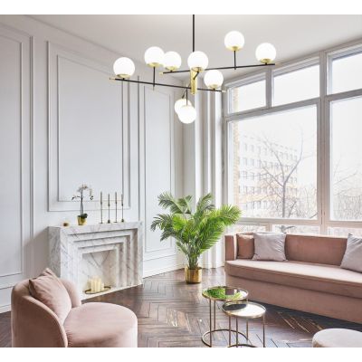 GOURMET LAMPADARIO A 6 O 9 LUCI IN METALLO NERO/ORO 2 MISURE MODERNO LAMPADINE ATTACCO E14