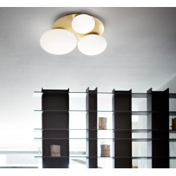 PLAFONIERA ROTONDA 2 O 3 LUCI METALLO ORO O BIANCO 2 MISURE MODERNA LAMPADINE GX53 INCLUSE