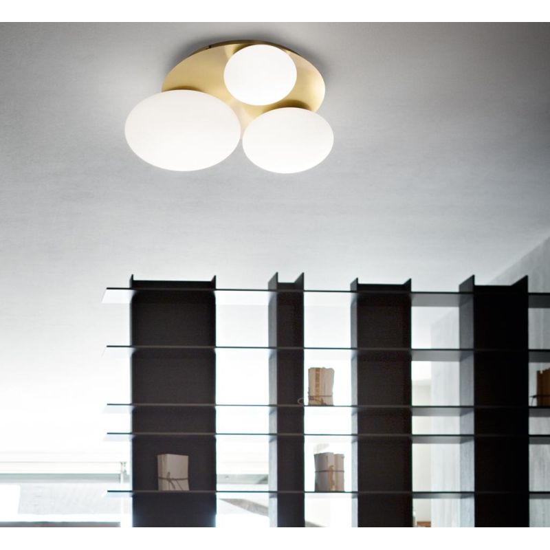 PLAFONIERA ROTONDA 2 O 3 LUCI METALLO ORO O BIANCO 2 MISURE MODERNA LAMPADINE GX53 INCLUSE