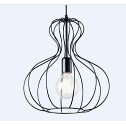 AMPOLLA LAMPADARIO A SOSPENSIONE STILE VINTAGE IN METALLO NERO BIANCO O CORTEN CON STRUTTURA APERTA CRISTALENSI LUX - Cristalens