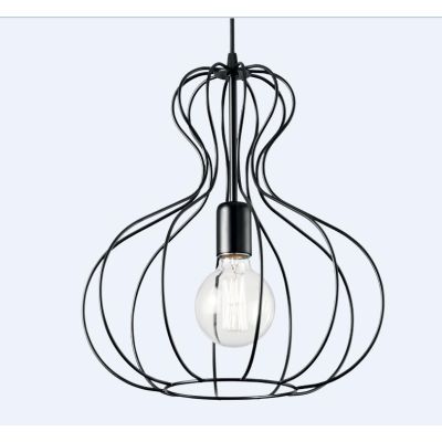 AMPOLLA LAMPADARIO A SOSPENSIONE STILE VINTAGE IN METALLO NERO BIANCO O CORTEN CON STRUTTURA APERTA CRISTALENSI LUX - Cristalens