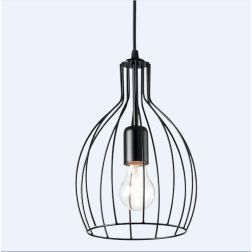 BOTTIGLIA SOSPENSIONE STILE VINTAGE CON GABBIA APERTA IN METALLO VERNICIATO RAME,NERO,CORTEN O BIANCO CRISTALENSI LUX - Cristale