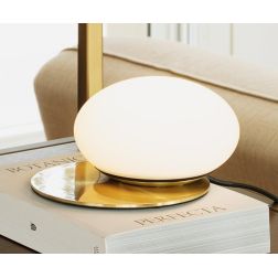 NINFEA LUMETTO MODERNO METALLO BIANCO O OTTONE CON SFERA IN VETRO BIANCO LAMPADINA GX53 INCLUSA