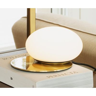 NINFEA LUMETTO MODERNO METALLO BIANCO O OTTONE CON SFERA IN VETRO BIANCO LAMPADINA GX53 INCLUSA