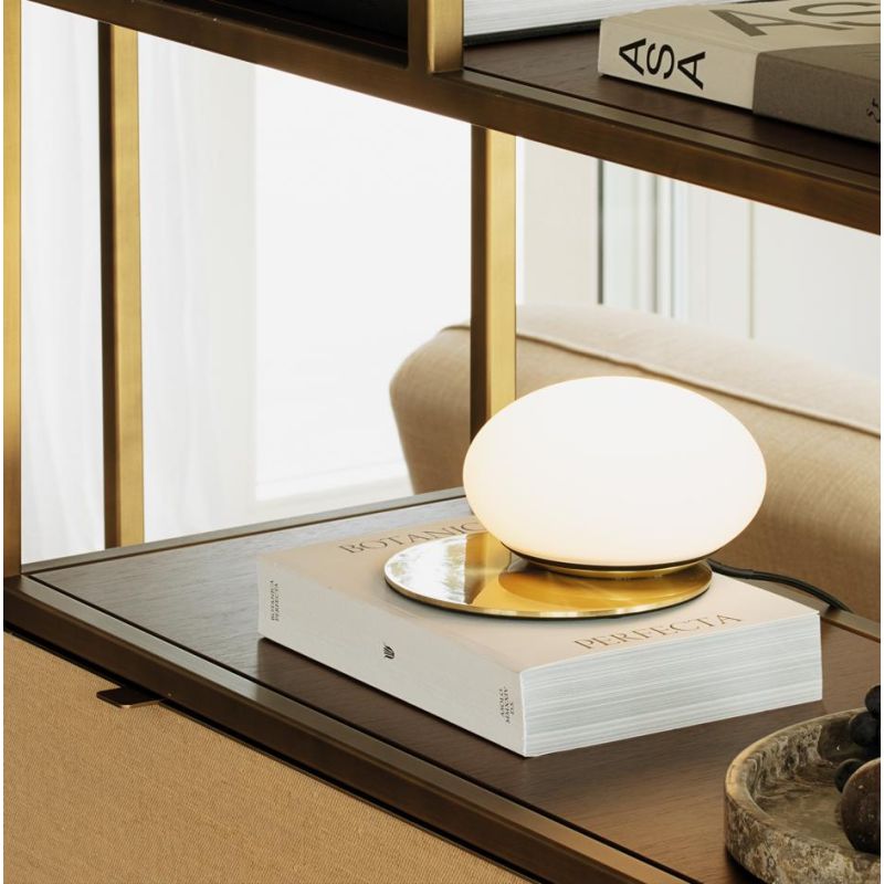 NINFEA LUMETTO MODERNO METALLO BIANCO O OTTONE CON SFERA IN VETRO BIANCO LAMPADINA GX53 INCLUSA