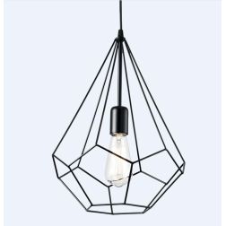 DIAMANTE SOSPENSIONE VINTAGE CON STRUTTURA APERTA TRIANGOLARE METALLO NERO BIANCO CORTEN CRISTALENSI LUX - Cristalensi Shop Onli 2